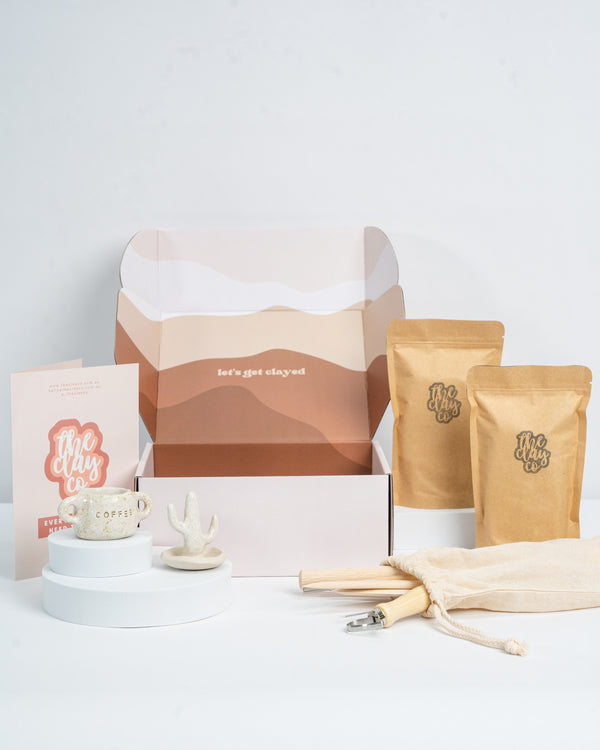 DIY Pottery Kit + Ceramic Glazing Kit Bundle