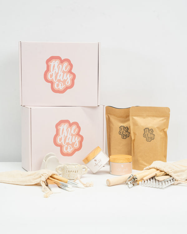 DIY Pottery Kit + Ceramic Glazing Kit Bundle