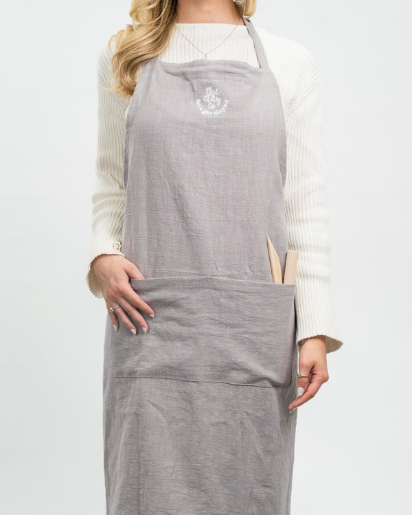 Let's Get Clayed Linen Apron - Stone