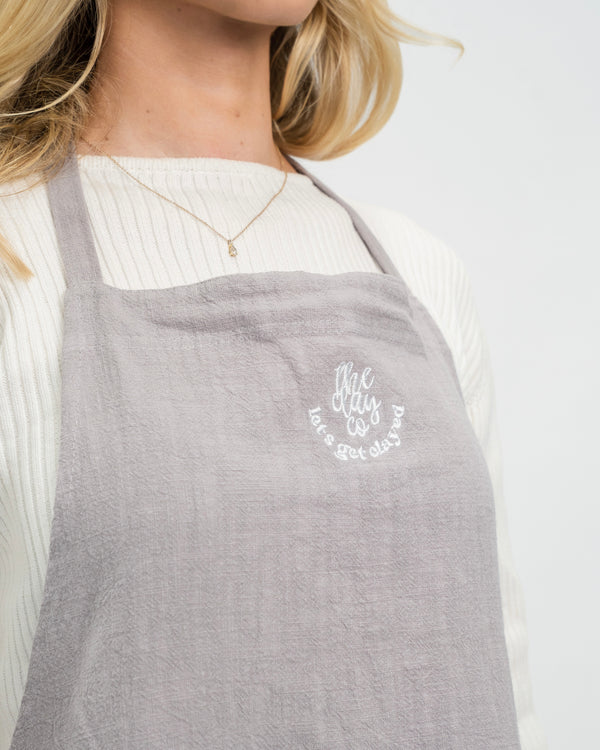 Let's Get Clayed Linen Apron - Stone